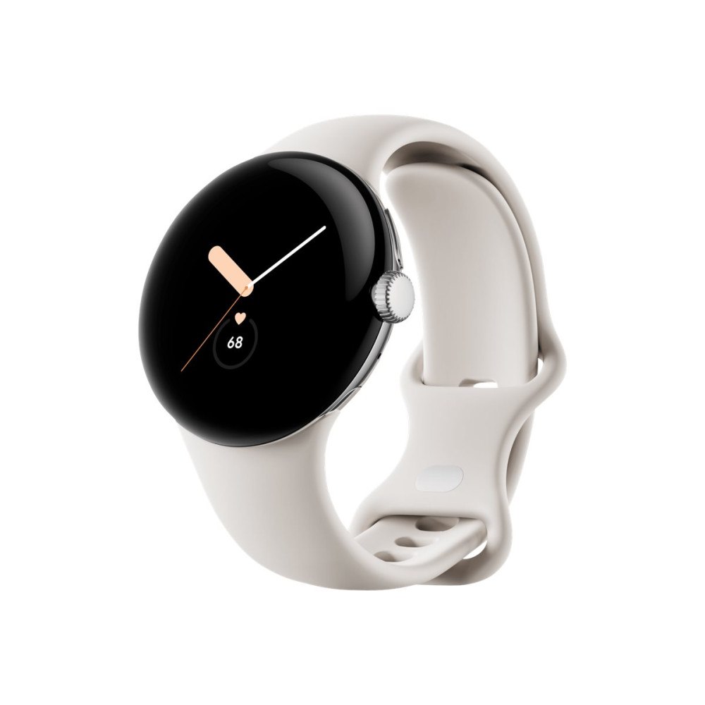Google Google Pixel Watch - polerat silver - smart klocka med band - krita - 32 GB
