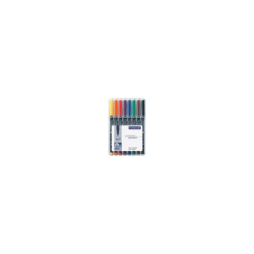 STAEDTLER STAEDTLER Lumocolor 318 - fiberspetspenna - svart, röd, blå, grön, gul, orange, brun, violett (paket om 8)