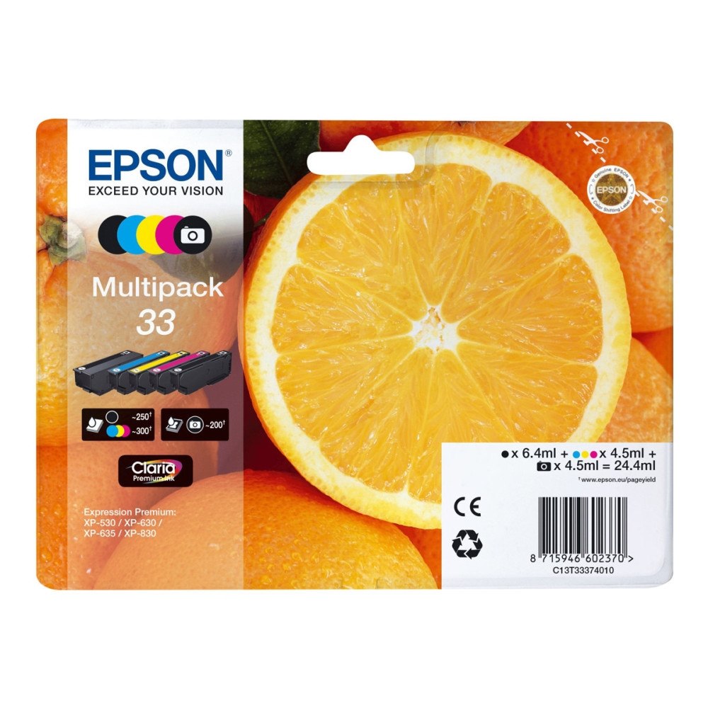 EPSON Epson 33 Multipack - 5-pack - svart, gul, cyan, magenta, foto-svart - original - bläckpatron