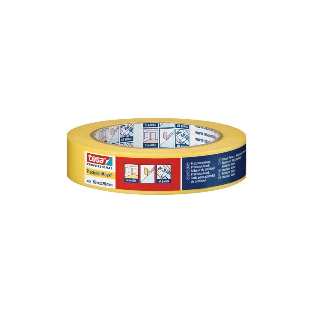 tesa Tesa 4334 Precision Mask maskeringstejp - 50 mm x 50 m - gul