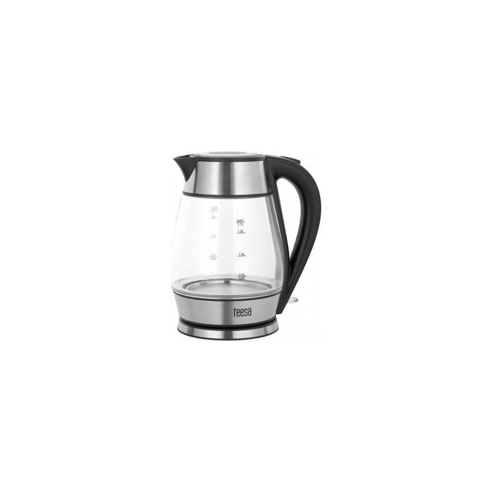 Teesa TEESA elektrisk vattenkokare, glas + inox, 2000 W, svart, 1,...