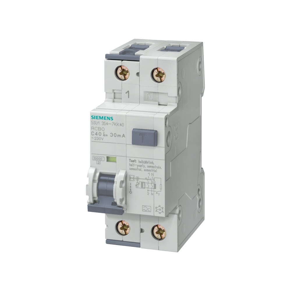 Siemens Kombinationsbrytare automat/HPFI 30MA C 13A 1P+N 10kA 5SU135...