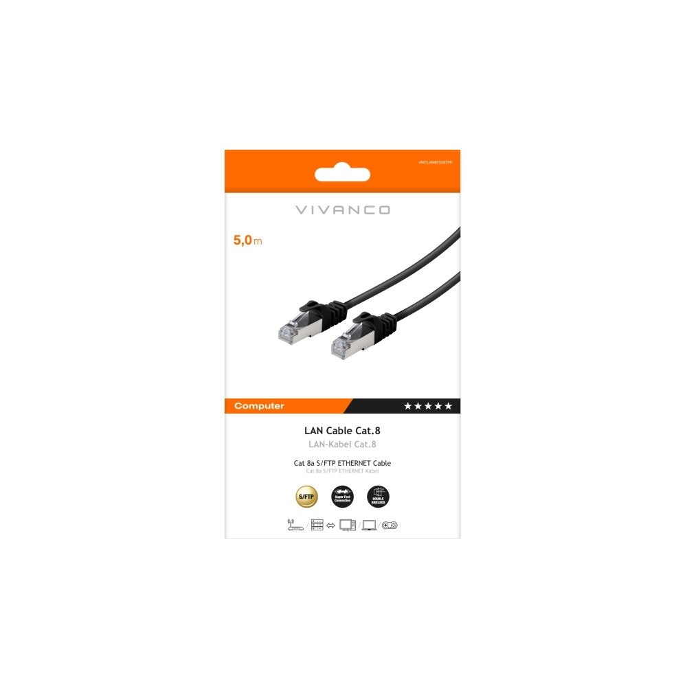Vivanco Vivanco VNITLAN8F50STPK, 5 m, Cat8, S/FTP (S-STP), RJ-45, RJ...