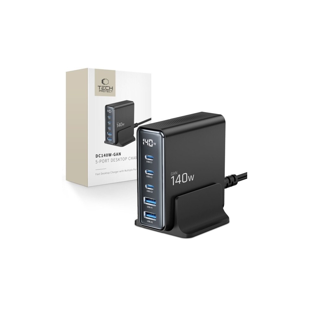 Tech-Protect Tech-Protect DC140W-GAN 5-port 2xUSB-A, 3xUSB-C Desktop Char...