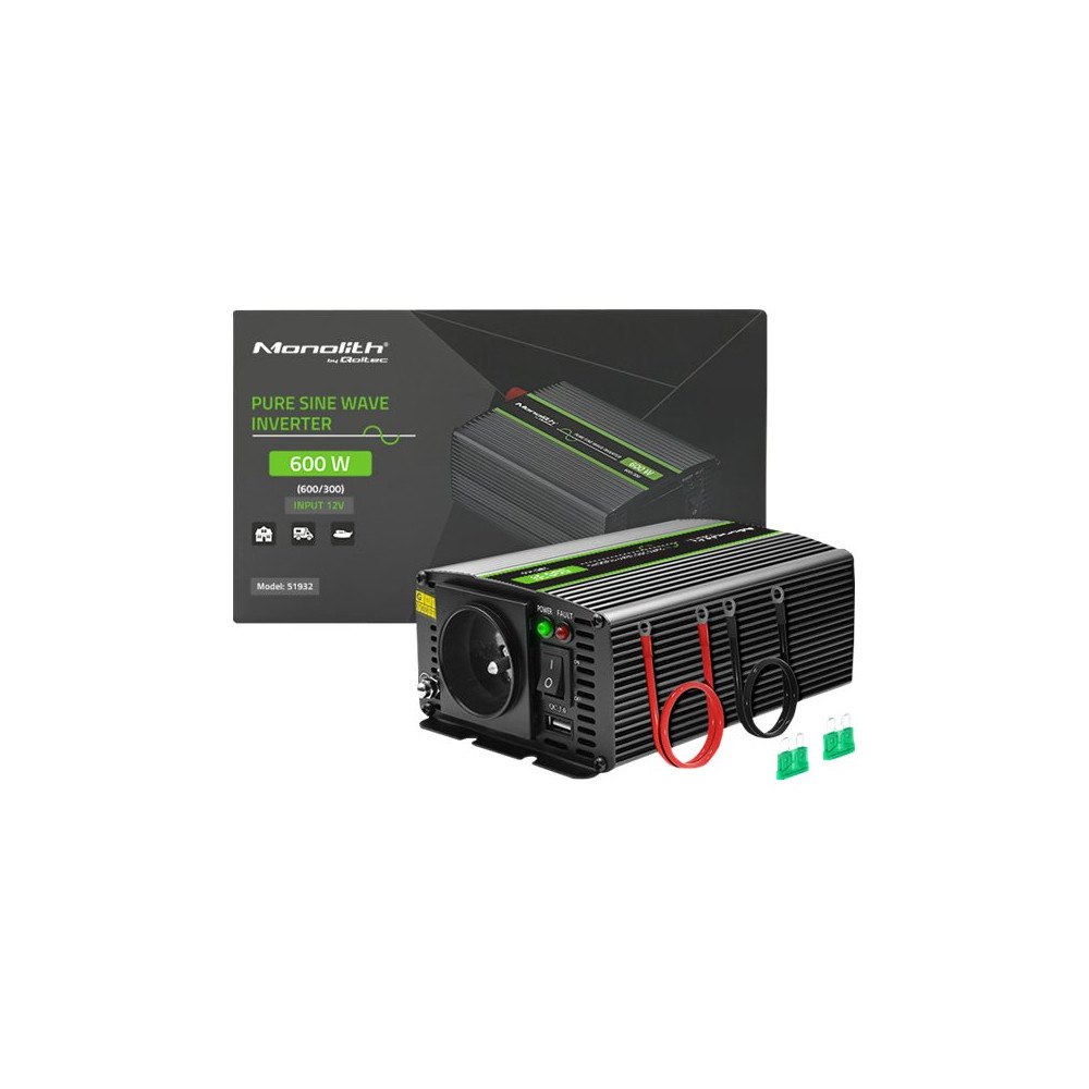 Qoltec Qoltec Monolith - DC-AC-omriktare - ren sinusvåg - 300 watt
