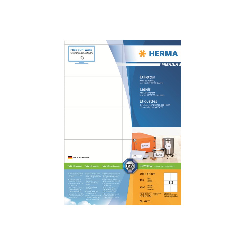 HERMA HERMA Premium - laminerade etiketter - matt - 1000 etikett (er) - 105 x 57 mm