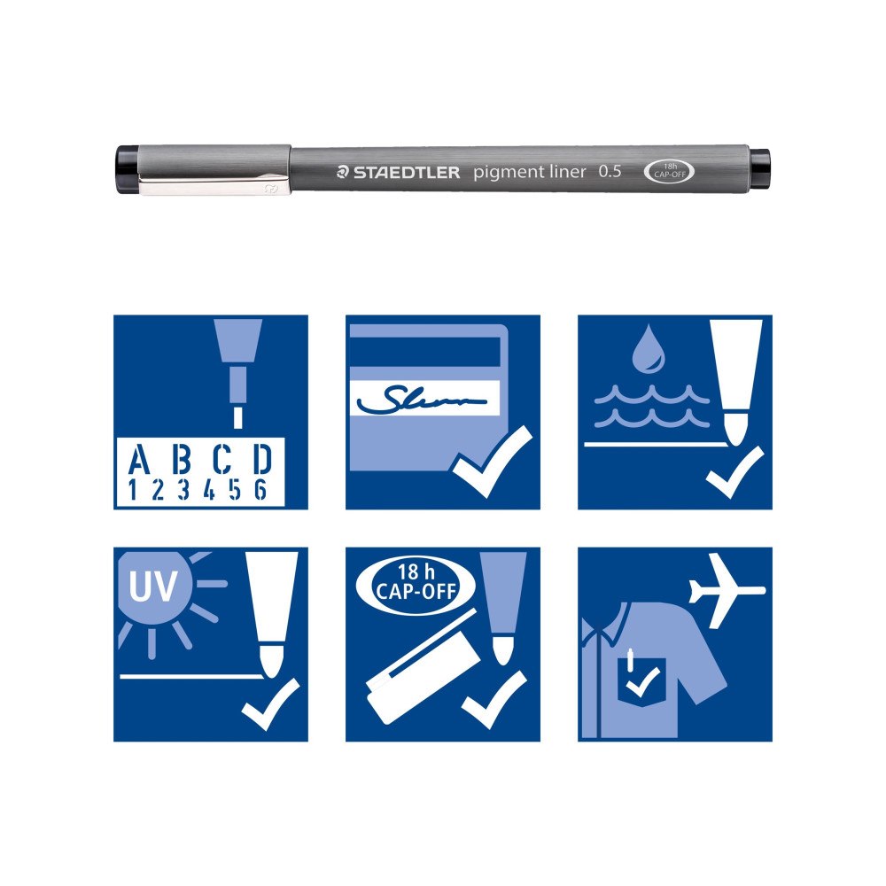STAEDTLER STAEDTLER pigment liner 308 - fineliner - svart (paket om 8)