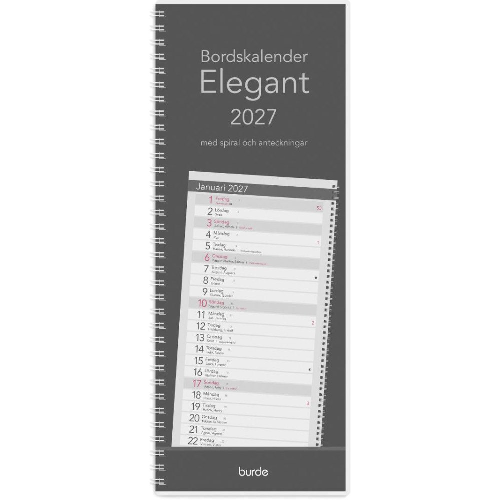 Burde Bordskalender Elegant 2027 spiral