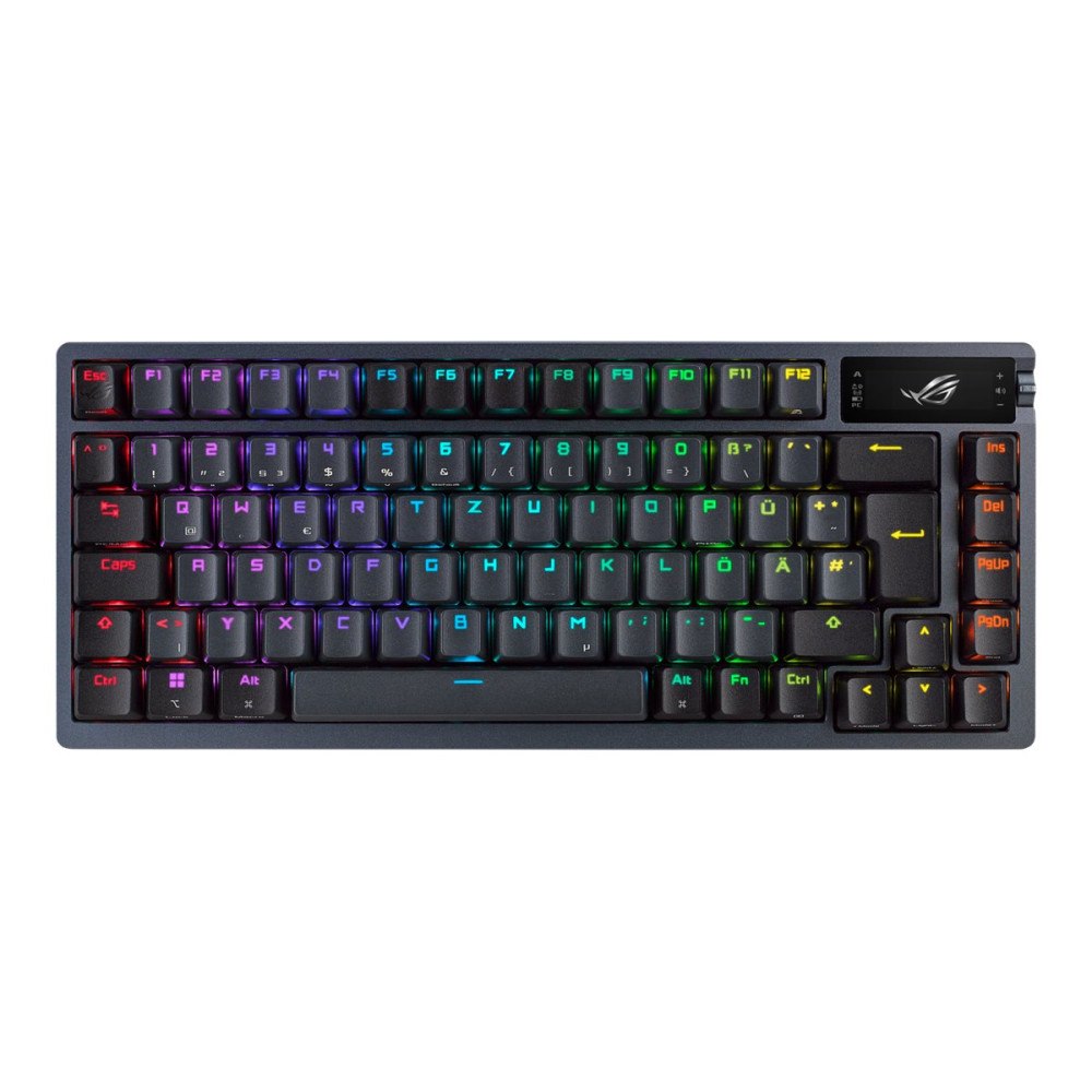 ASUSTeK COMPUTER ASUS ROG Azoth - tangentbord - 75 % med hot-swap - med OLED-display - AZERTY - fransk - gun metal Inmatningsenhet