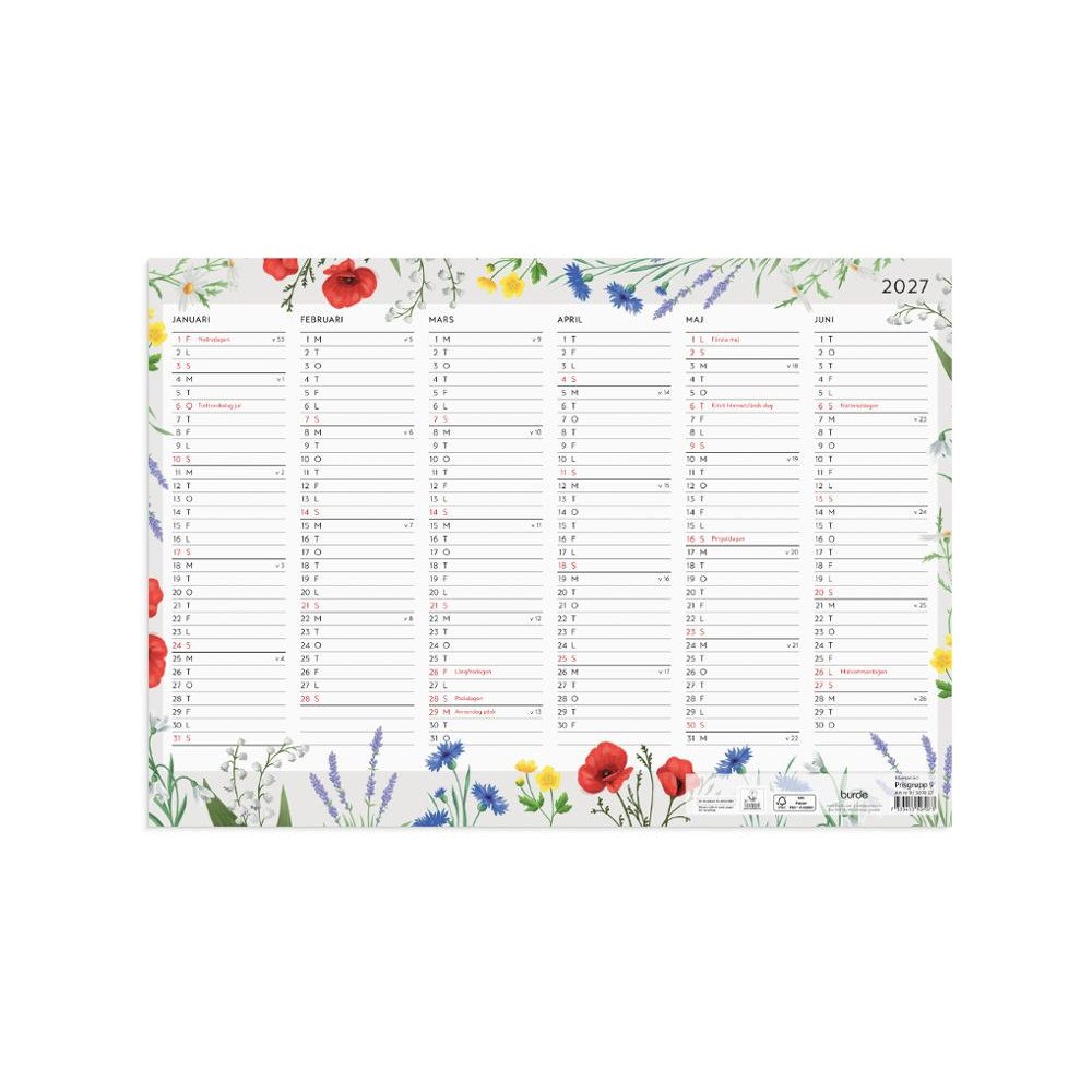 Burde Väggblad Blomster 2027