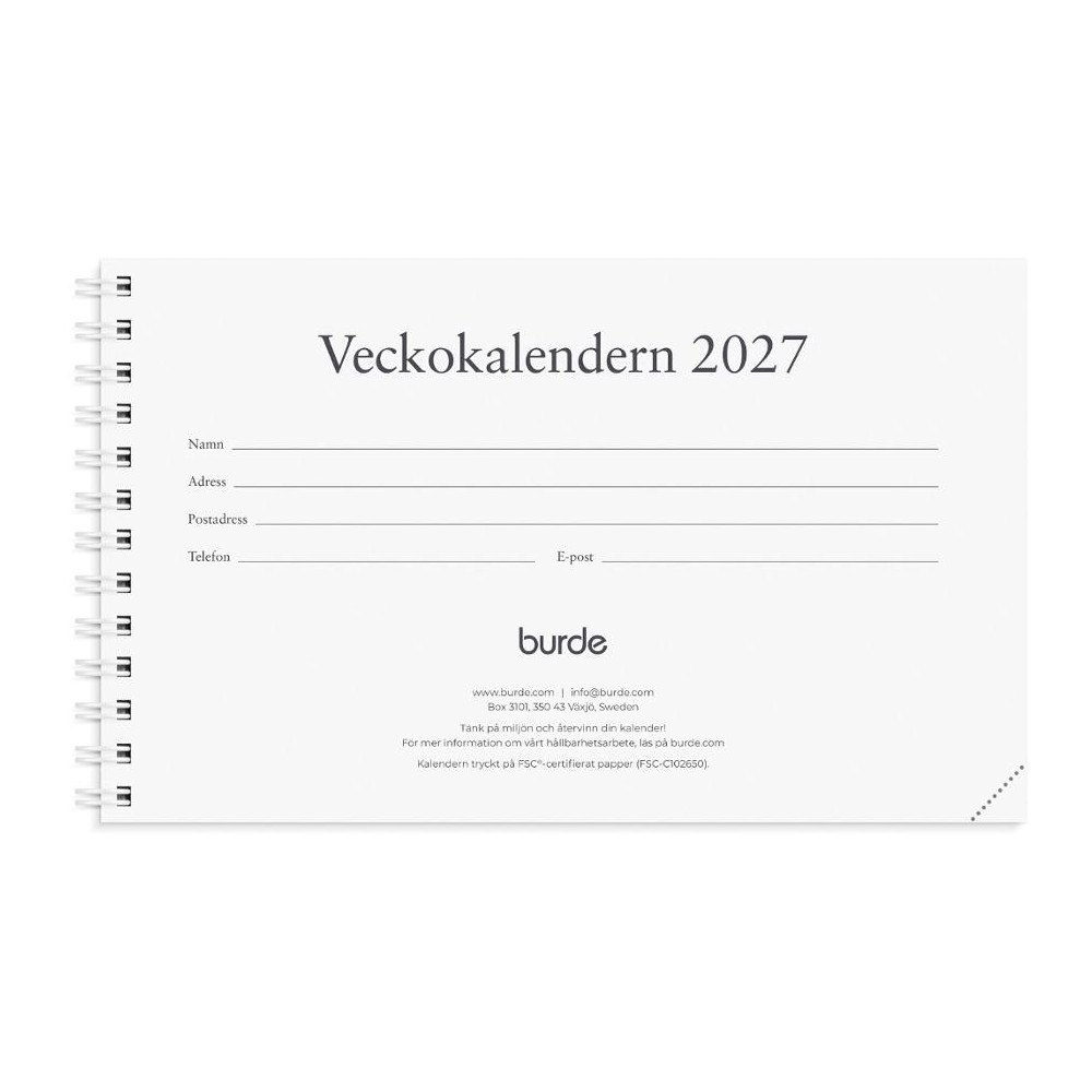 Burde Veckokalendern 2027 refill