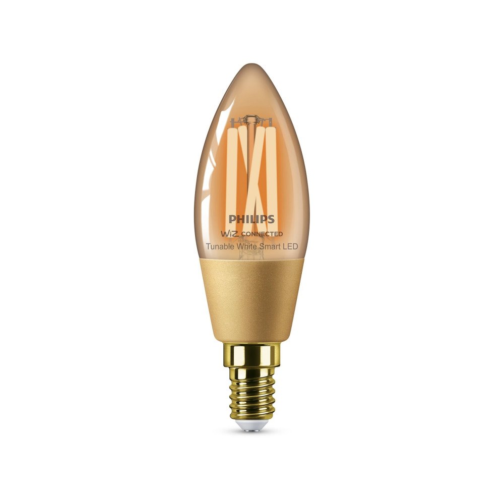 Philips Philips Smart - LED-glödlampa med filament - form: C35 - E14 - 4.9 W - varmt till kallt vitt ljus - 2000-5000 K - bärnst...