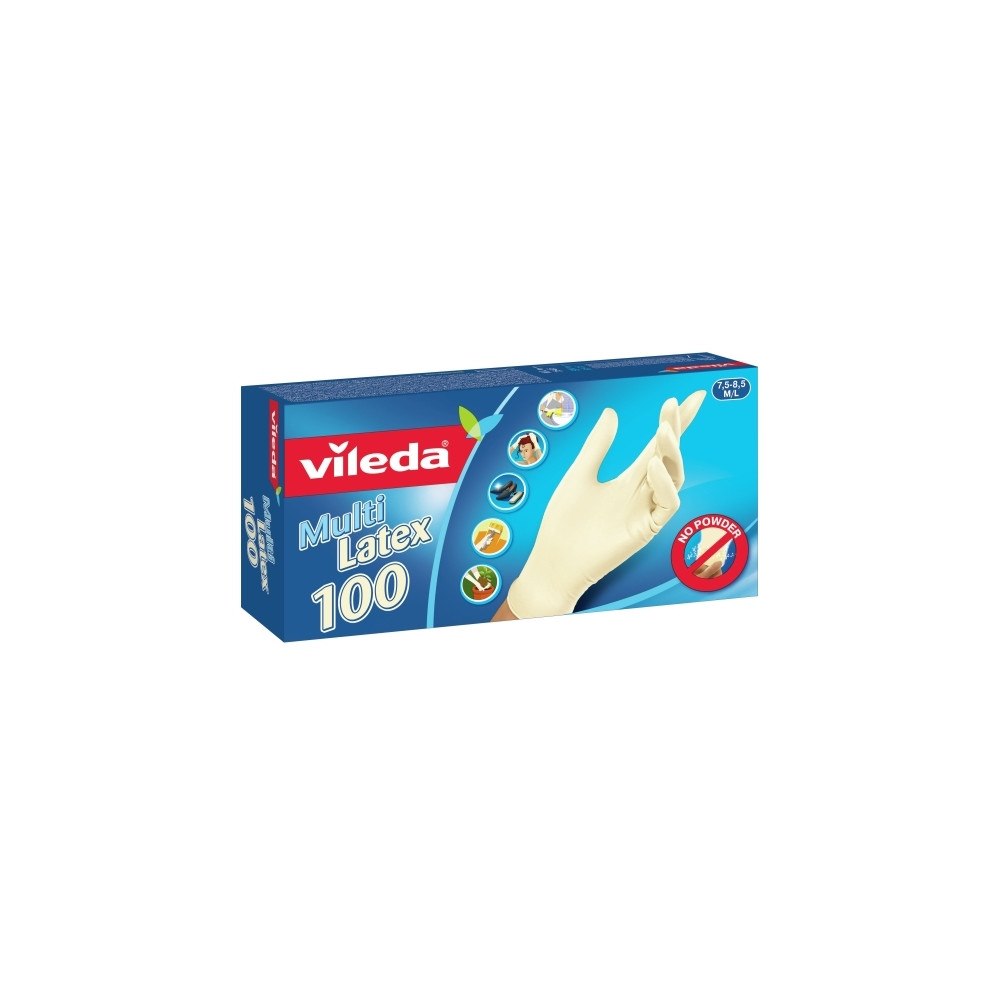 Vileda Vileda Multi Latex 100, Engångshandskar, Beige, M/L, 100 sty...