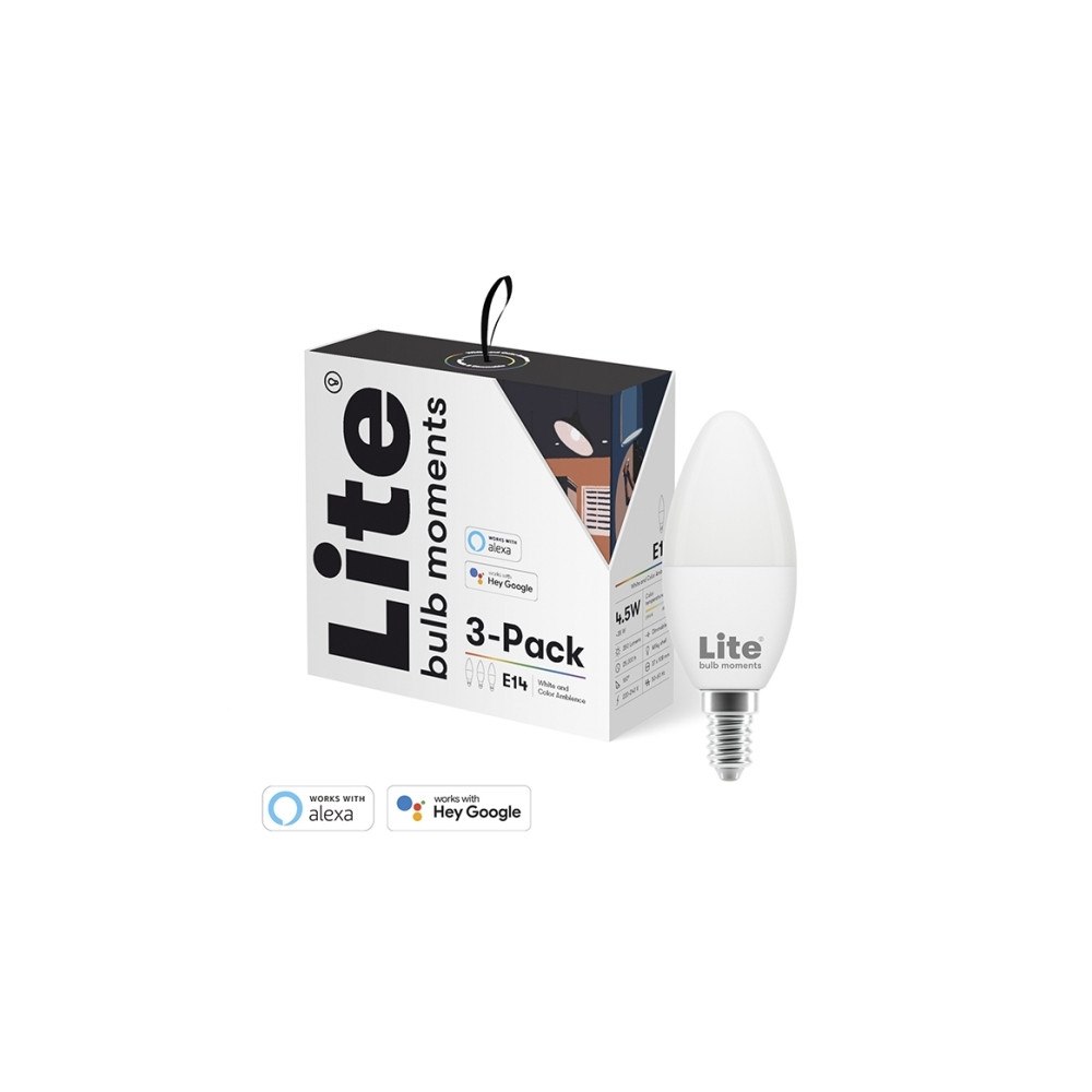 Lite Bulb Moments Lite Bulb Moments White and Color Ambience - LED-glödlampa - form: C35 - E14 - 4.5 W - RGB-lampa - 2700-6500 K - mjölkvi...