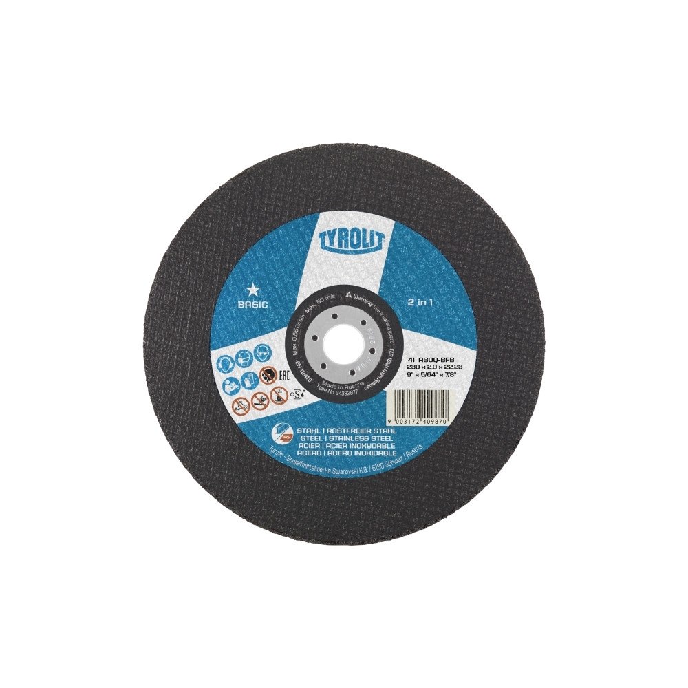 Solar Plus Skivblad BASIC A30-BF 230x2x22 rostfritt stål/stål Form 41 r...