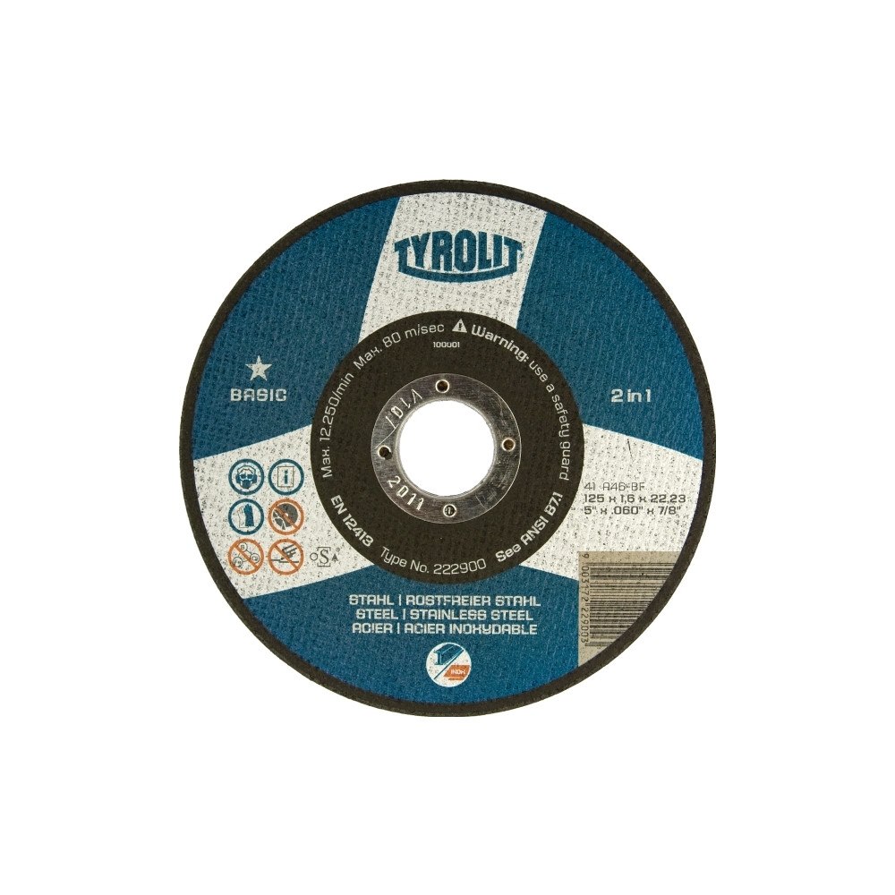 TYROLIT TYROLIT Skärskiva BASIC A46-BF125X1 ,6X22 Rostfritt stål/Stå...