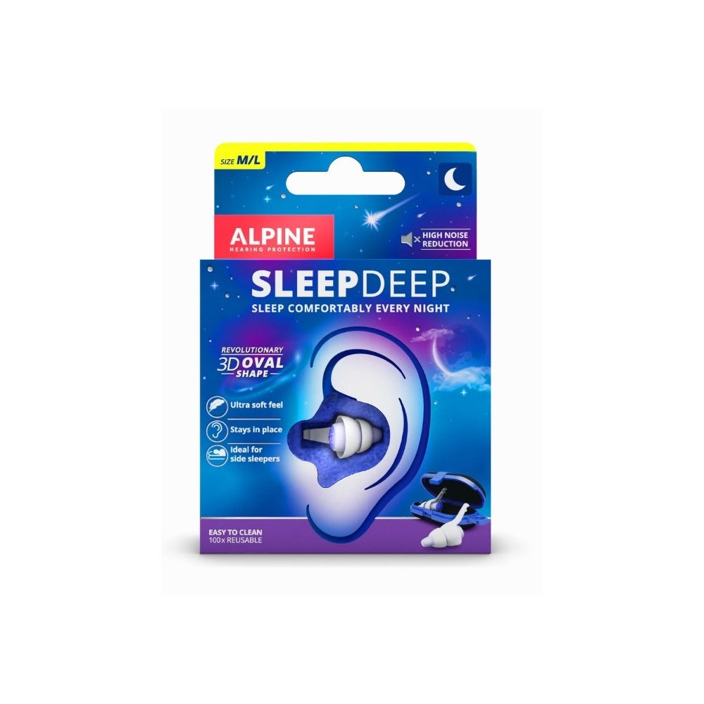 ALPINE Alpine SleepDeep, Återanvändbara öronproppar, Sömn, Vanlig,...