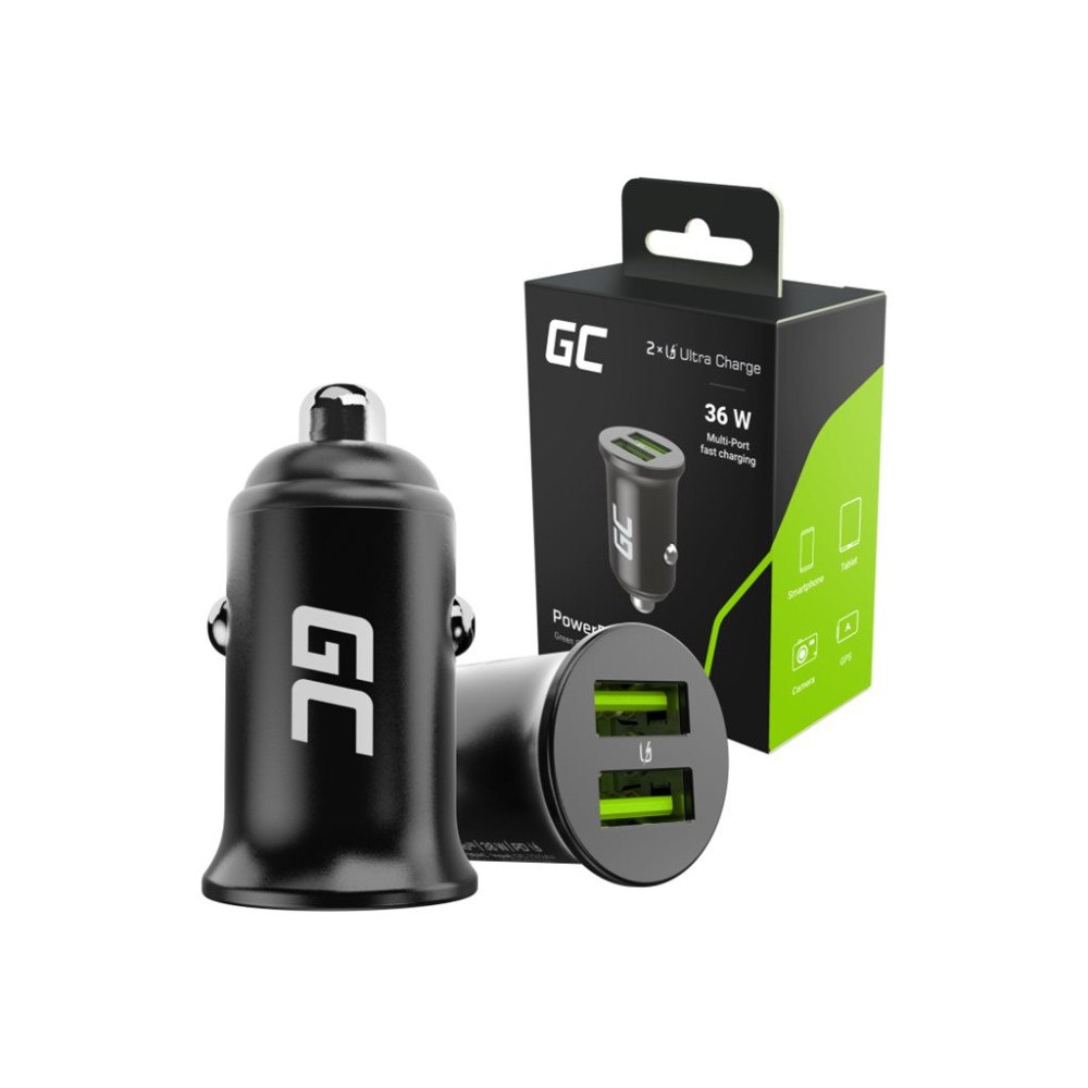 Green Cell Green Cell PowerRide Nano36 strömadapter för bil - 2 x USB - 36 watt
