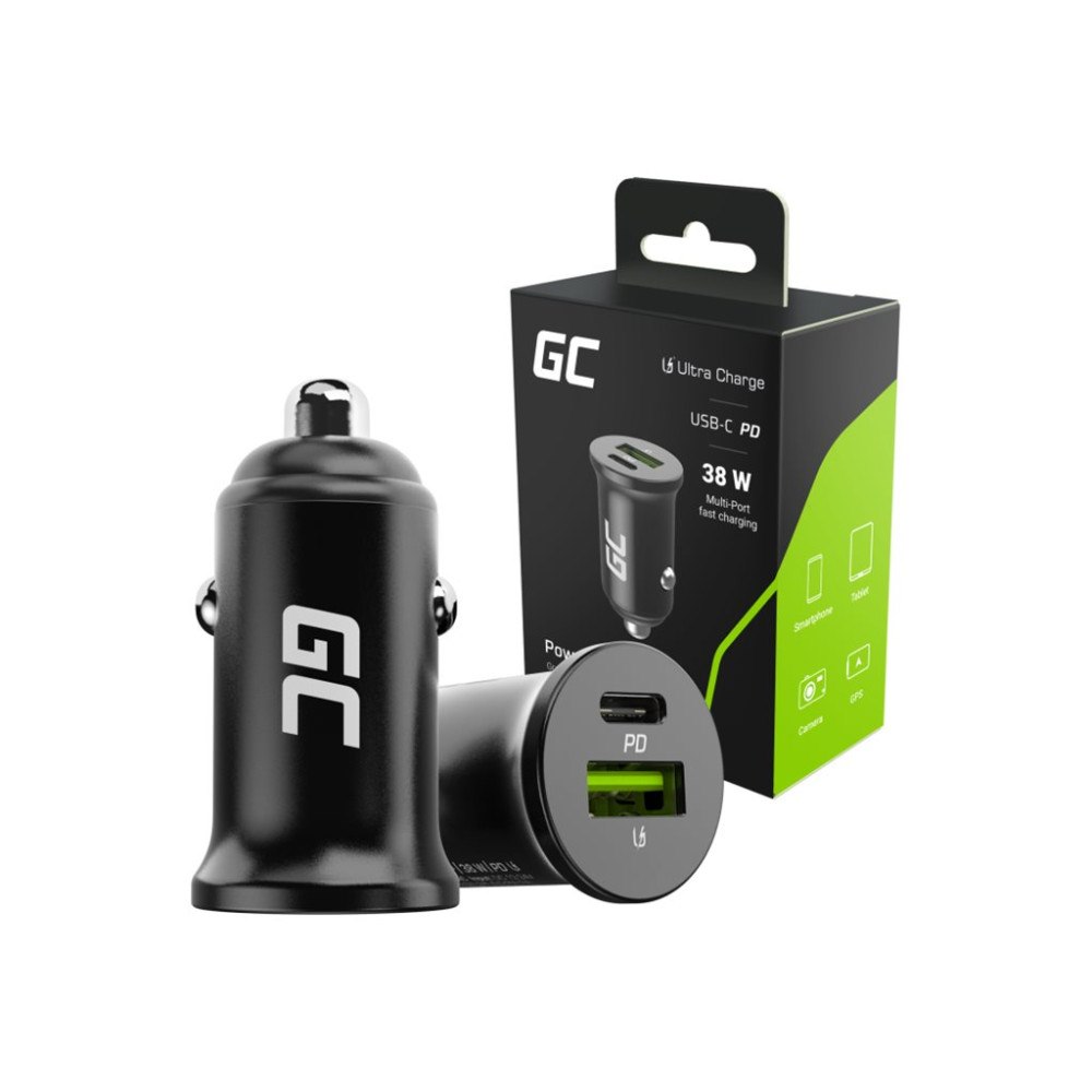 Green Cell Green Cell PowerRide Nano38 strömadapter för bil - USB, USB-C - 38 watt