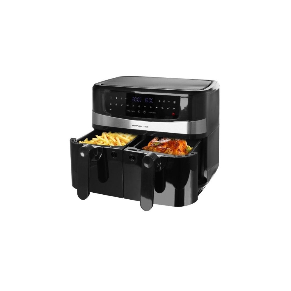 Emerio Emerio AF-126672.4, Varmluftsfritös, 9 l, Dubbel, Svart, Rör...