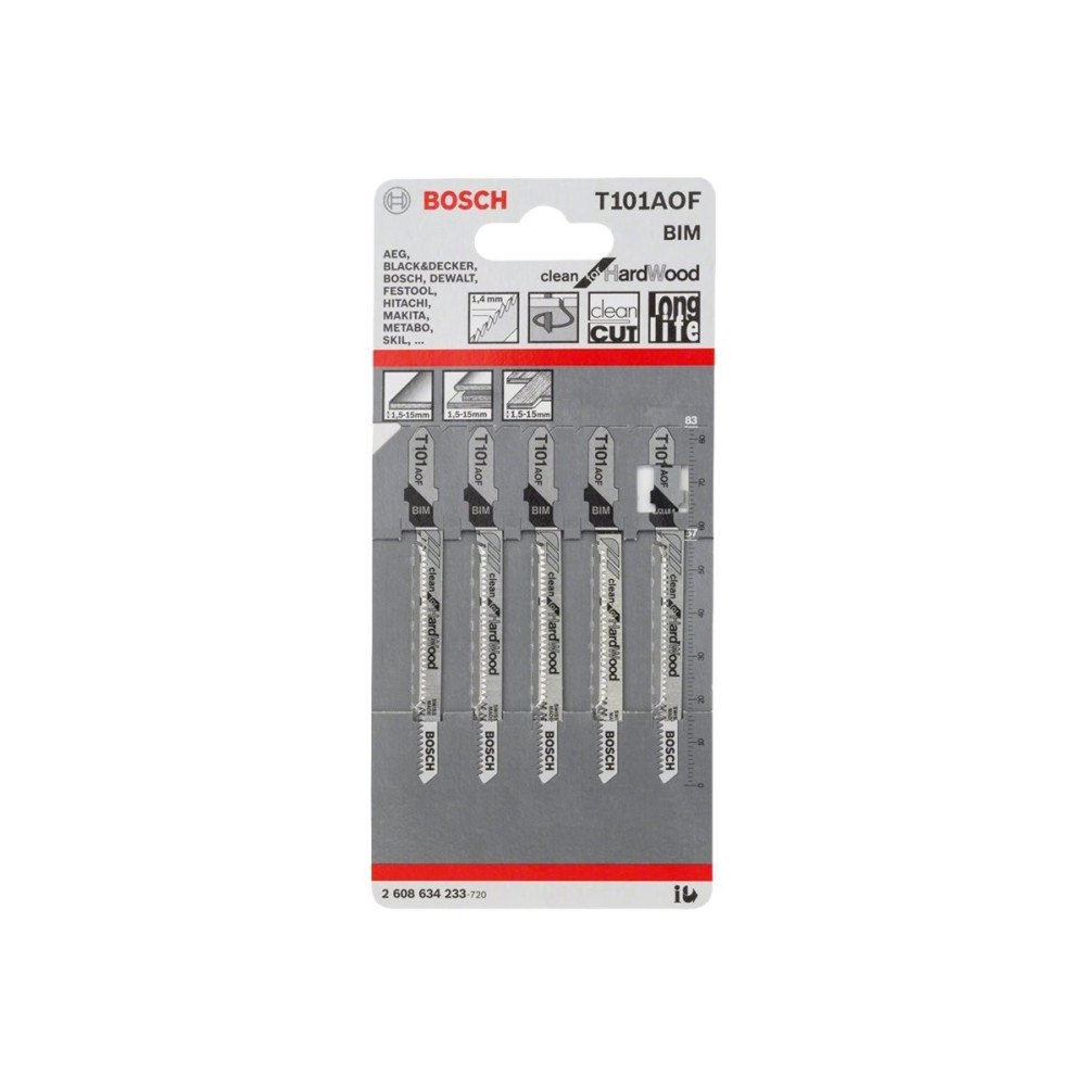Bosch Bosch clean for Hard Wood T 101 AOF - sticksågblad - för plywood, lövträ, laminerade paneler, högtryckslaminat (HPL) - 5...