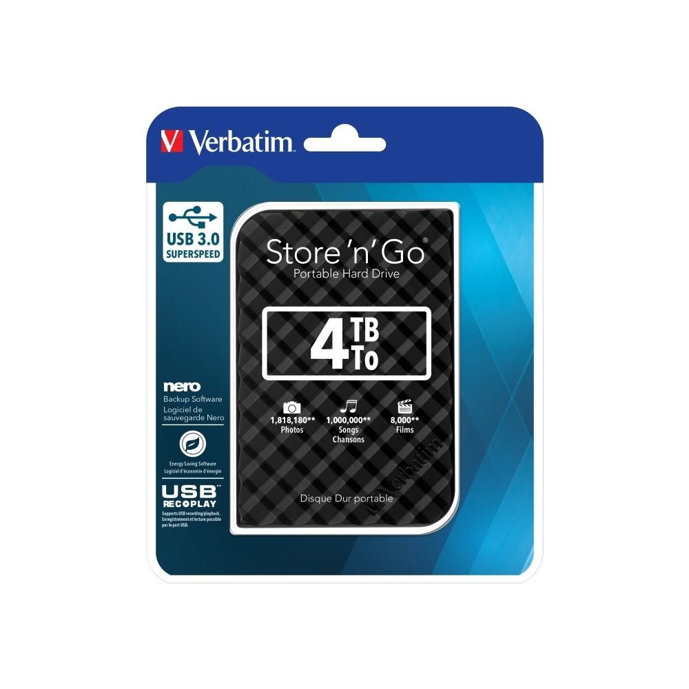 VERBATIM Verbatim Store 'n' Go - hårddisk - 4 TB - USB 3.0