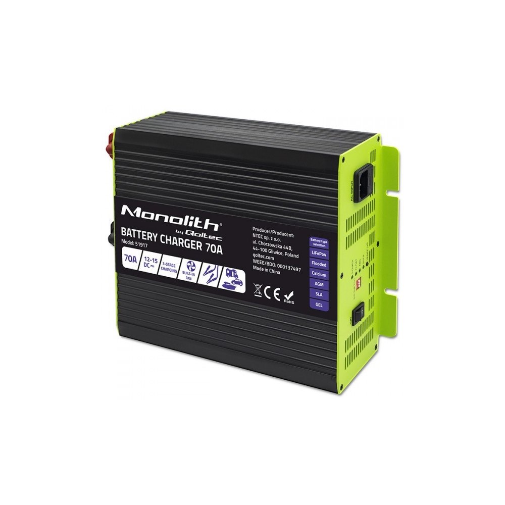 Qoltec Qoltec Smart Monolith - batteriladdare - för SLA, AGM, GEL, LiFePO4-batterier