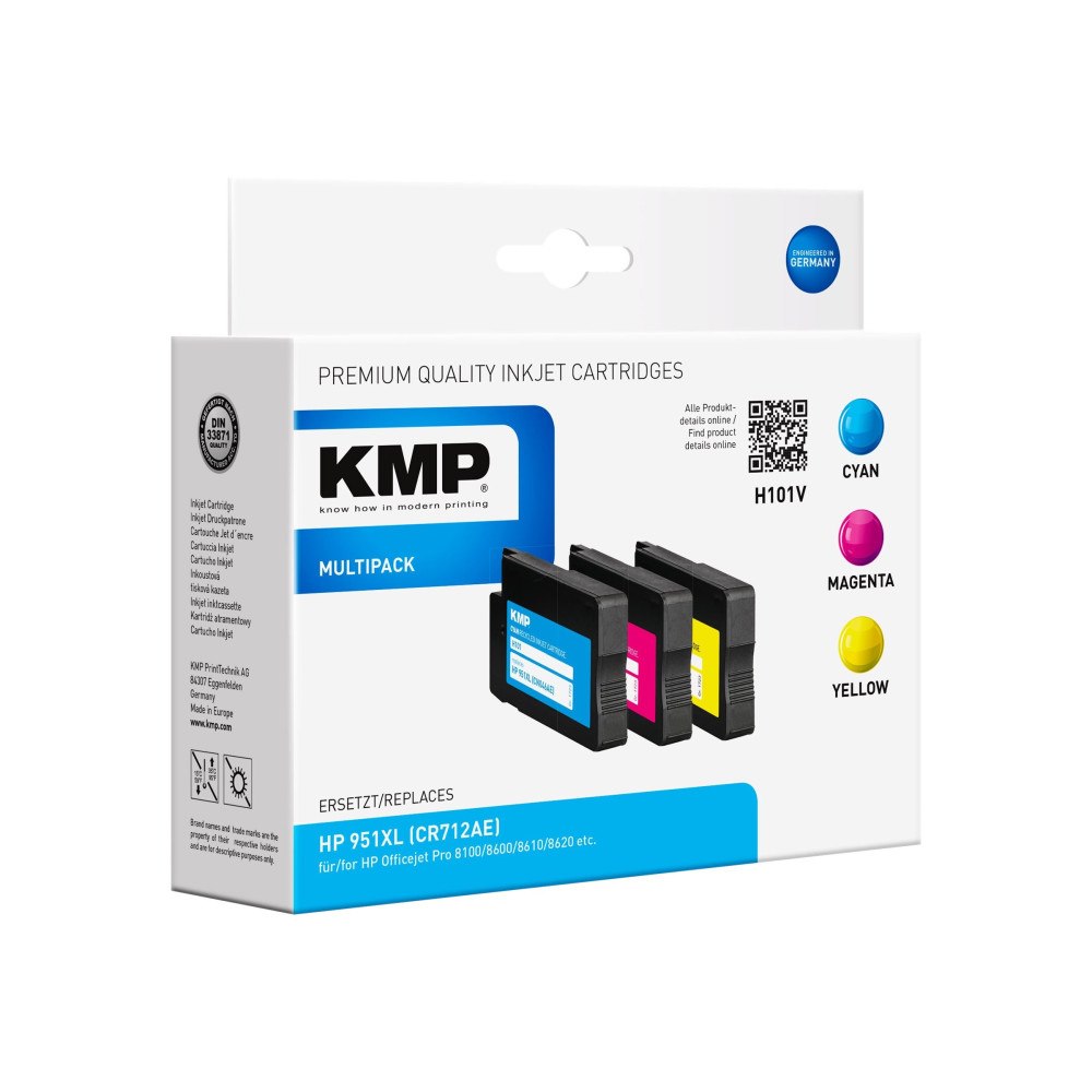 KMP KMP MULTIPACK H101V - 3-pack - gul, cyan, magenta - kompatibel - bläckpatron (alternativ för: HP 951XL, HP CN046AE, HP C...