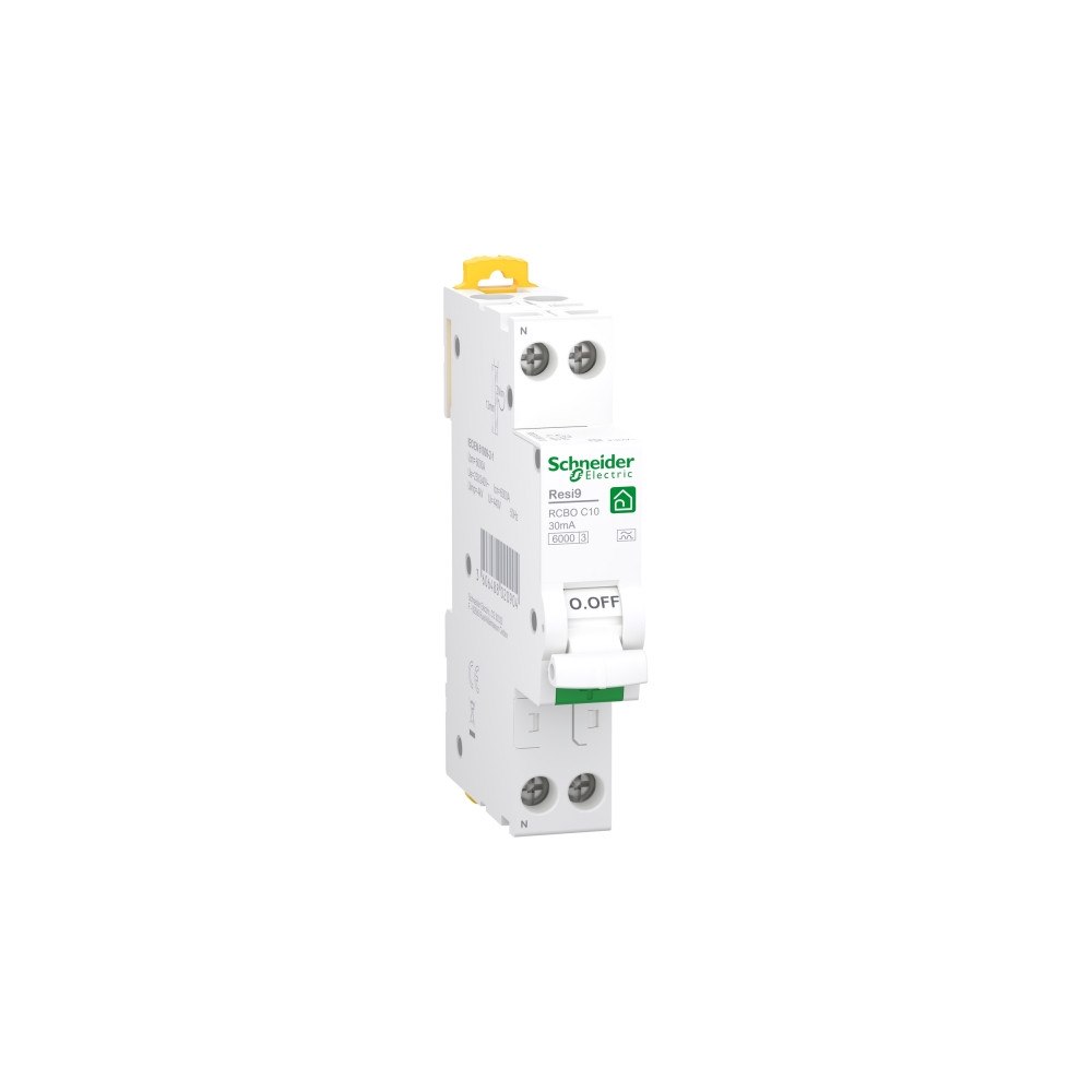 SCHNEIDER ELECTRIC Kombibrytare HPFI RCBO Resi9 1P+N 10 A, C-karakteristik, 600...
