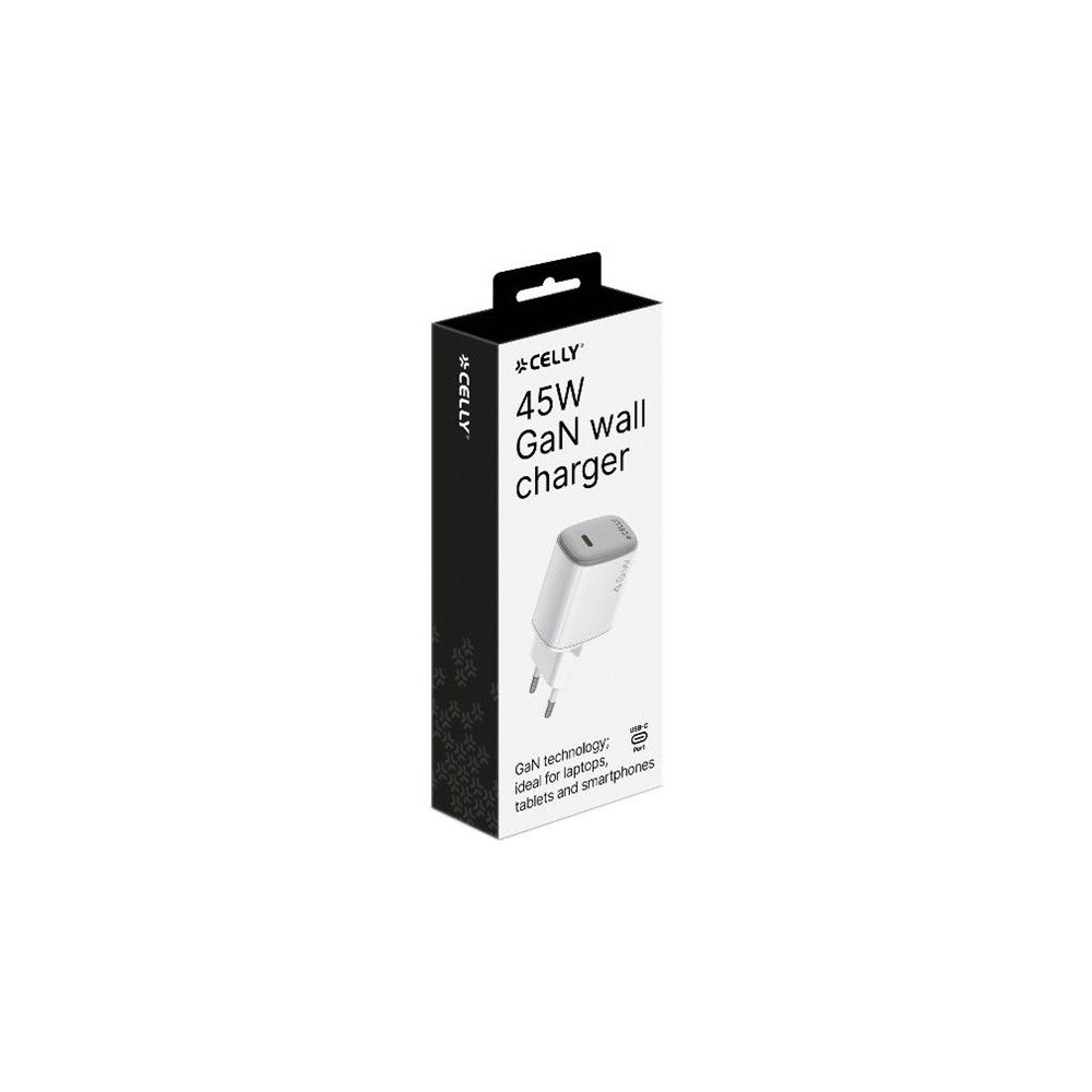 Celly Celly [UPTC COLLECTION] UPTC1USBC45WWH strömadapter - GaN - USB-C - 45 watt