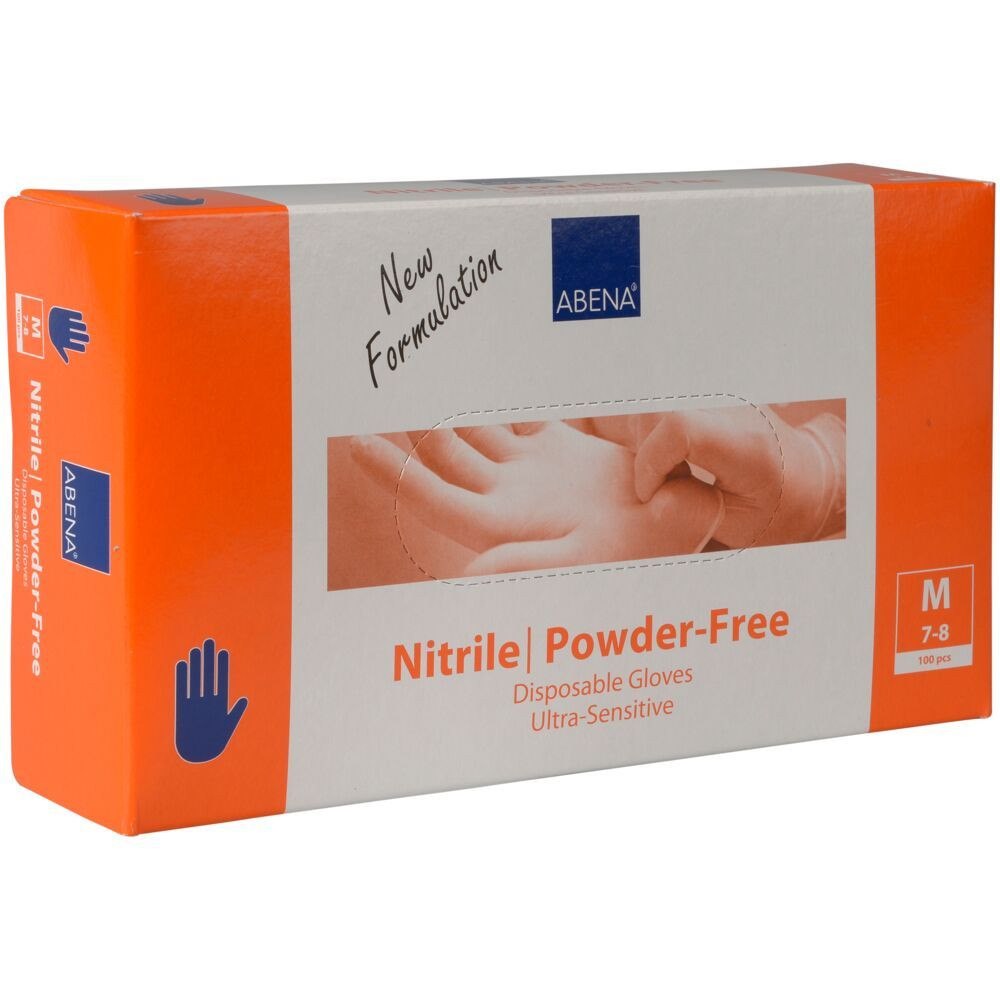 Abena Engångshandske, ABENA Ultra sensitive, M, blå, nitril, puder...