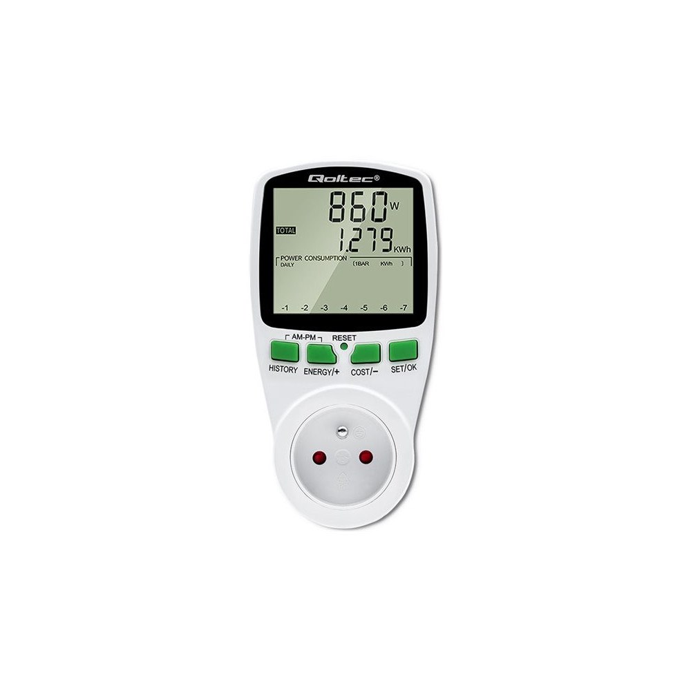 Qoltec Qoltec PM0627 - strömövervakningsenhet - with history, 16A, LCD - 3680 watt