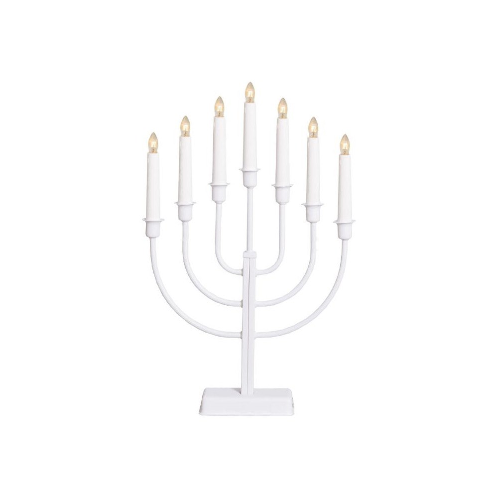 STAR TRADING Elljusstake 7 ljus 31x47cm metall vit