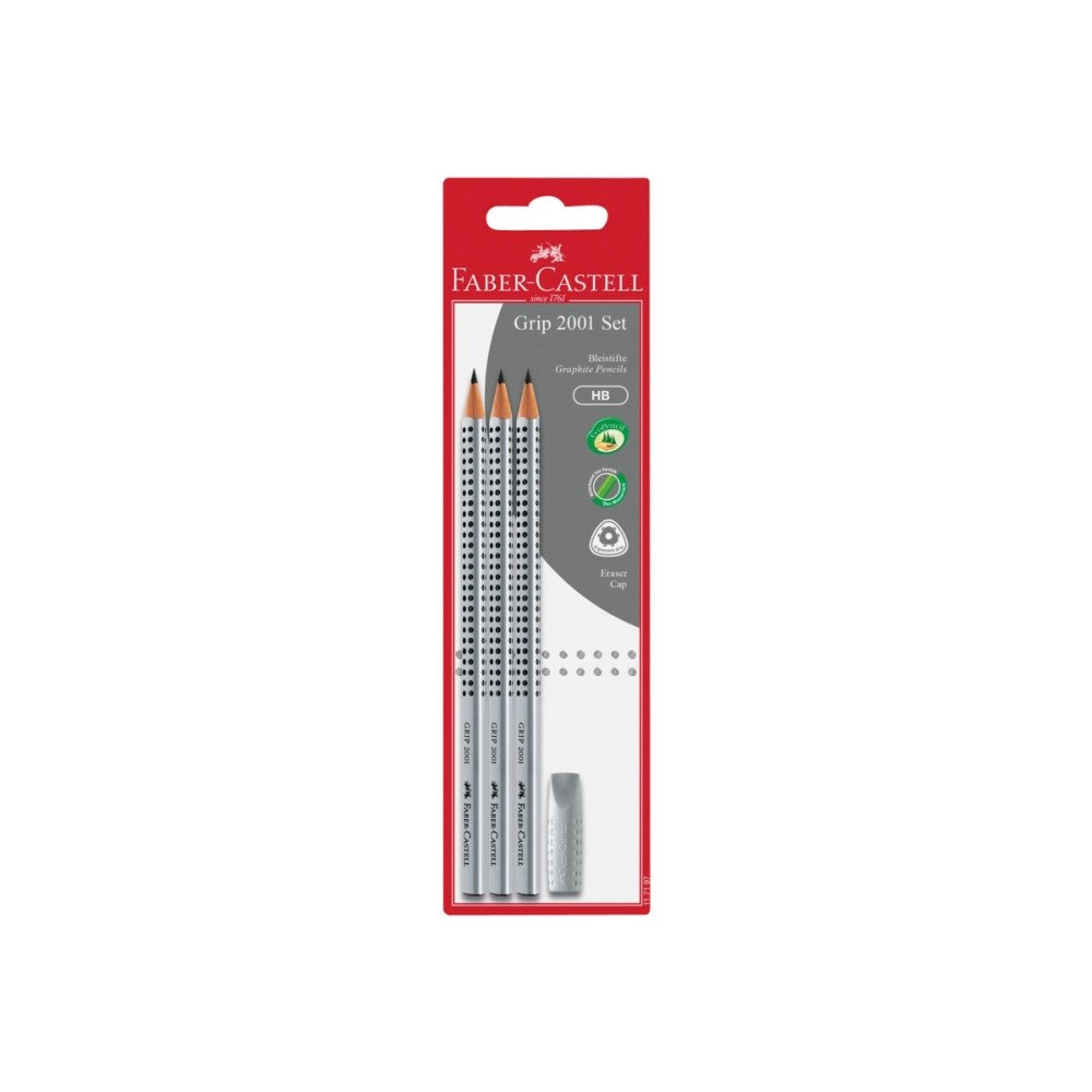 FABER-CASTELL Faber-Castell GRIP 2001 - penna - HB - svart (paket om 3)