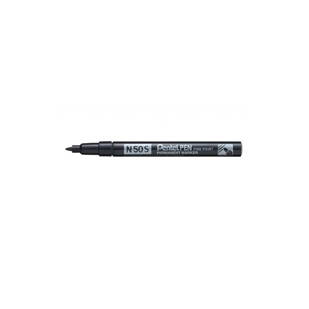 Pentel Pentel N50S, 1 styck, Svart, Rundad spets, Svart, Silver, Gj...