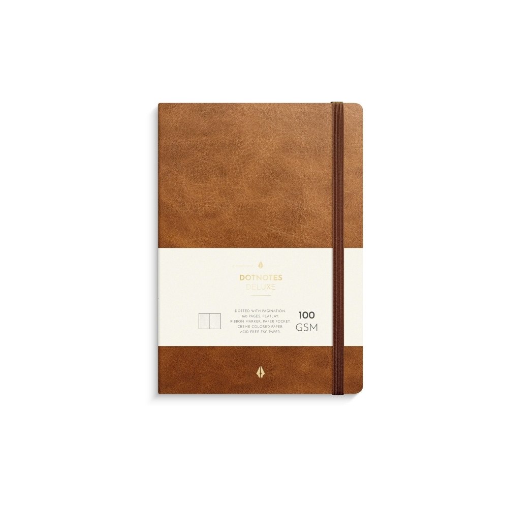BURDE FÖRLAGS AB DotNotes Burde Deluxe, A5, prickigt, 160 sidor á 100 g, brun