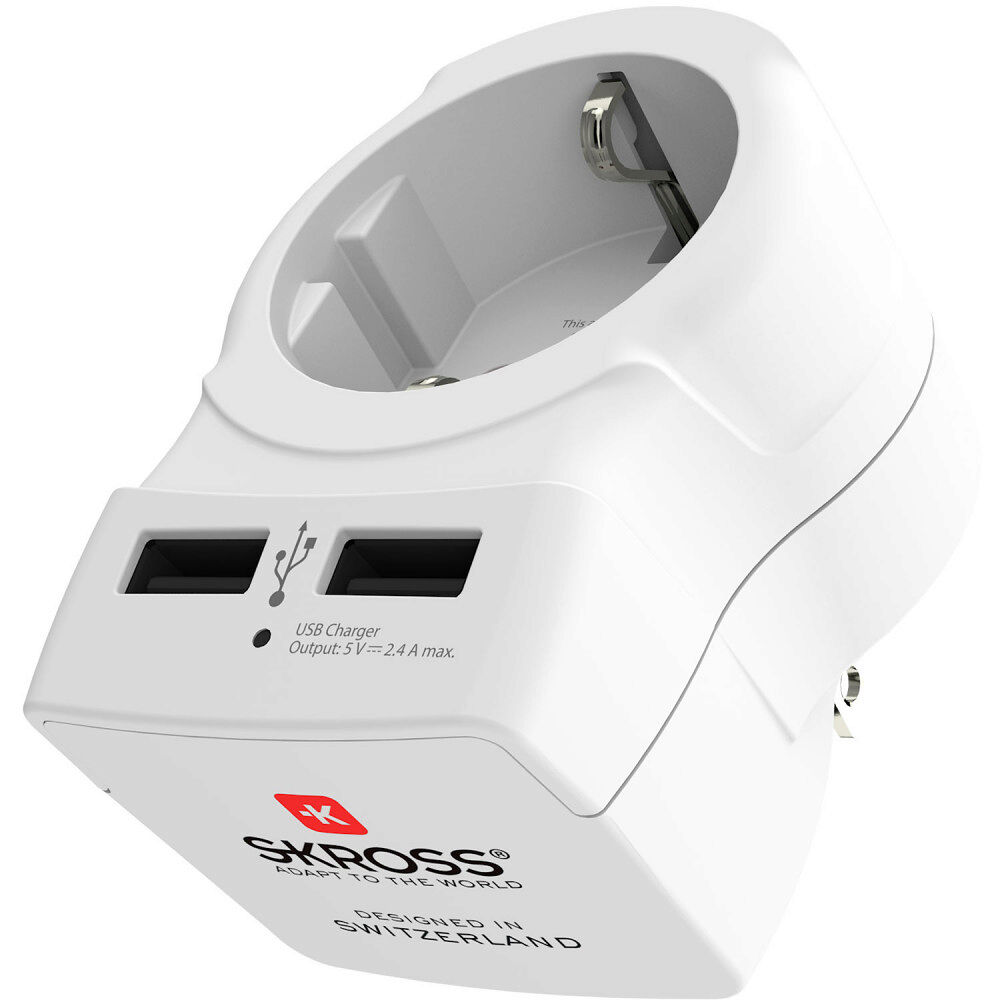 SKROSS Reseadapter Europa till USA m.fl.2xUSB-A 12W Jordad