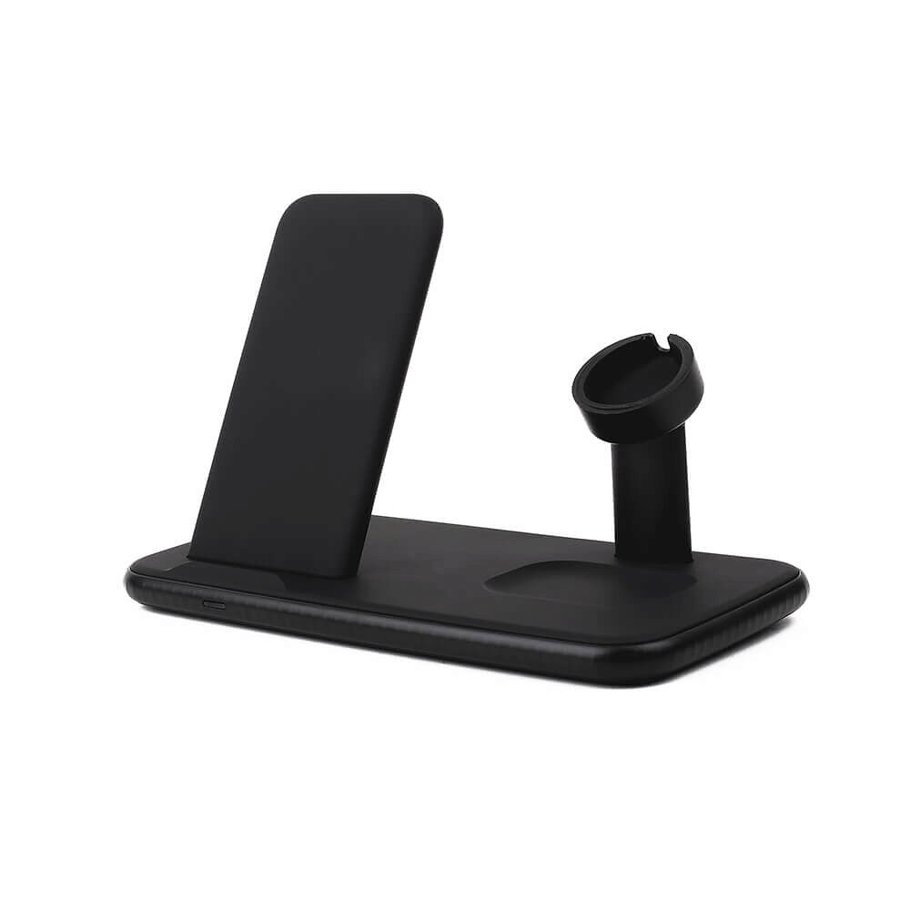 GEAR Trådlös Trippel QI Laddare USB-C Ansl. 20W totalt  Svart Mobil/Watch/Airpods