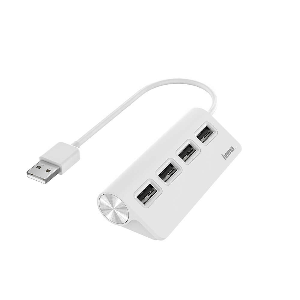 Hama Hub USB-A 2.0 4x Portar 480 Mbit/s Vit