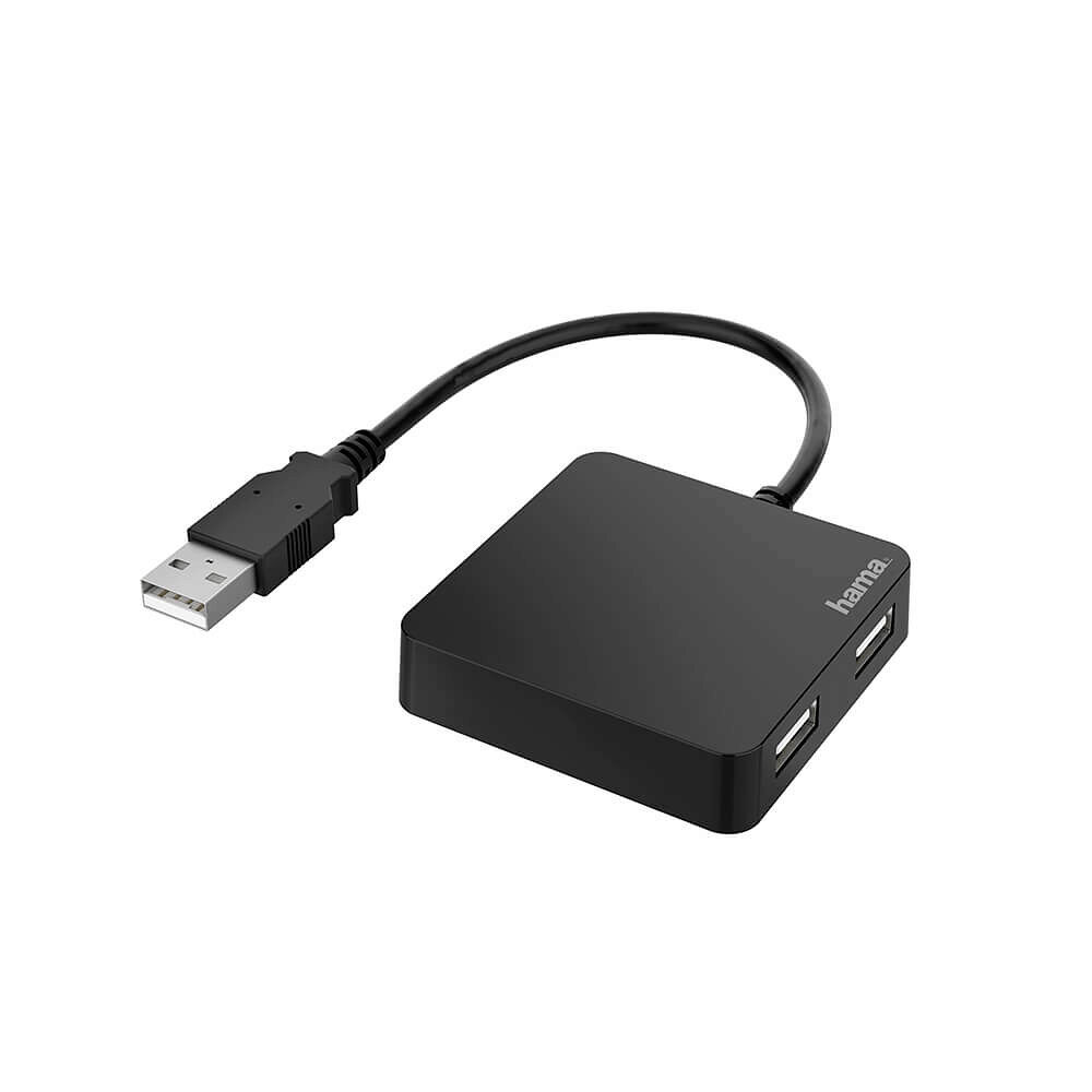 Hama Hub USB-A 2.0 4x Portar 480 Mbit/s Svart