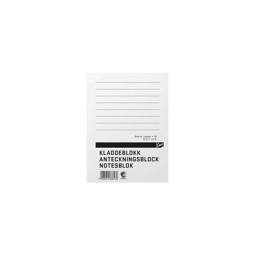 Emo Anteckningsblock A6 100 blad TF linjerat