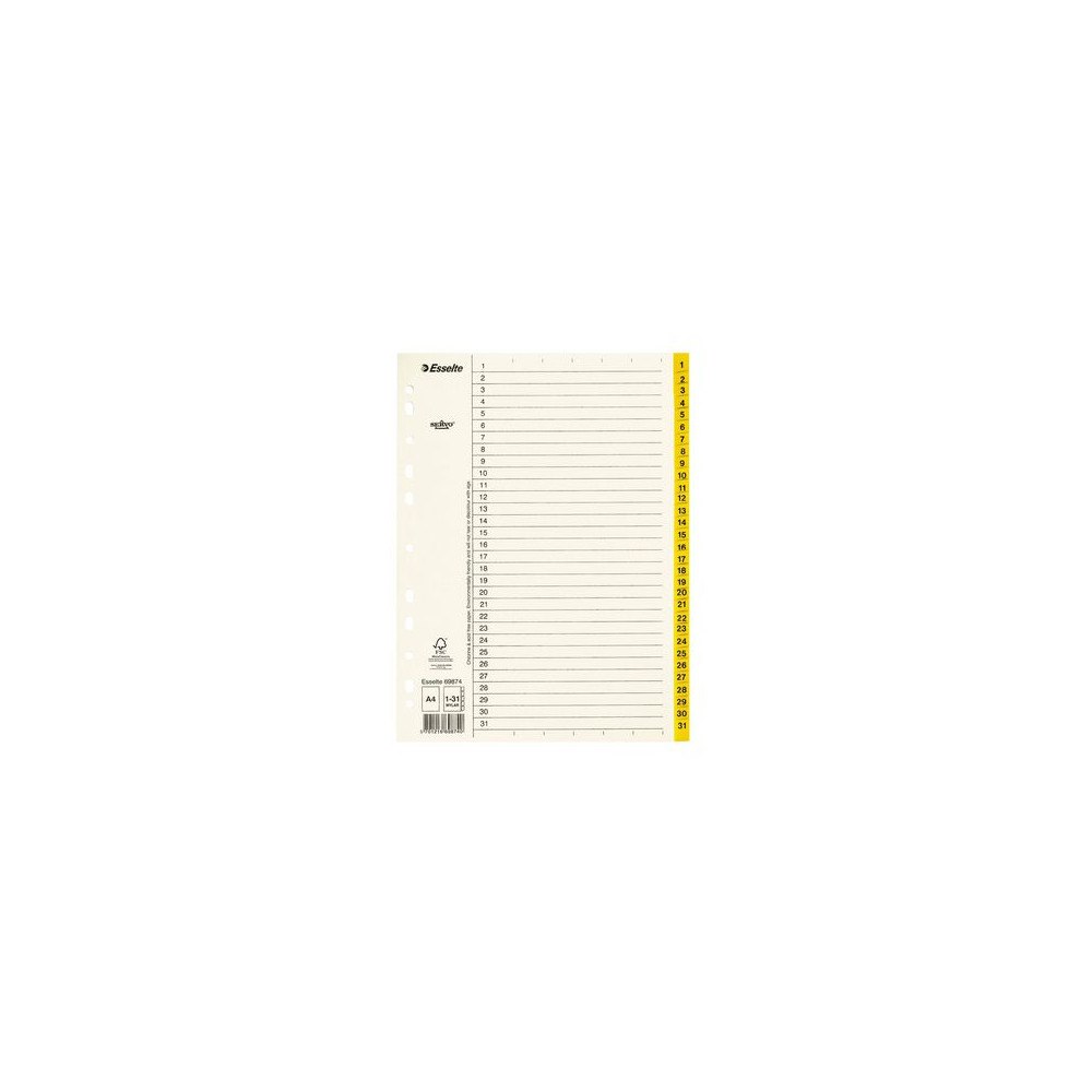 ESSELTE Pappregister Servo A4 1-31 gul flik