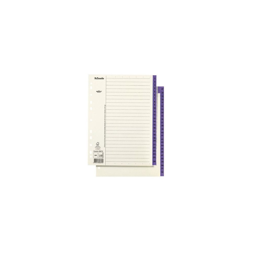 ESSELTE Pappregister Servo A4 1-52 lila flik