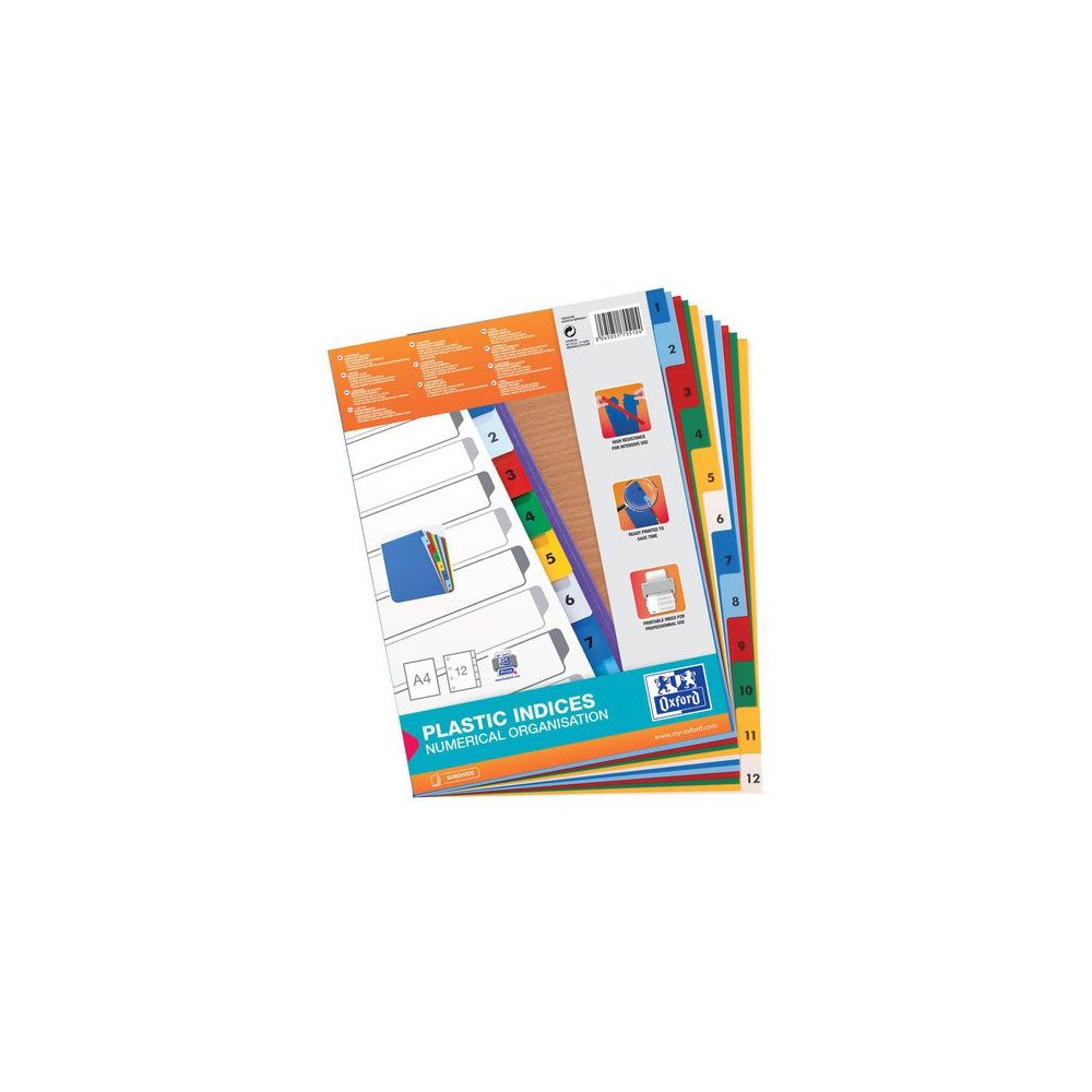 Oxford Plastregister OXFORD A4 1-12 o.färger