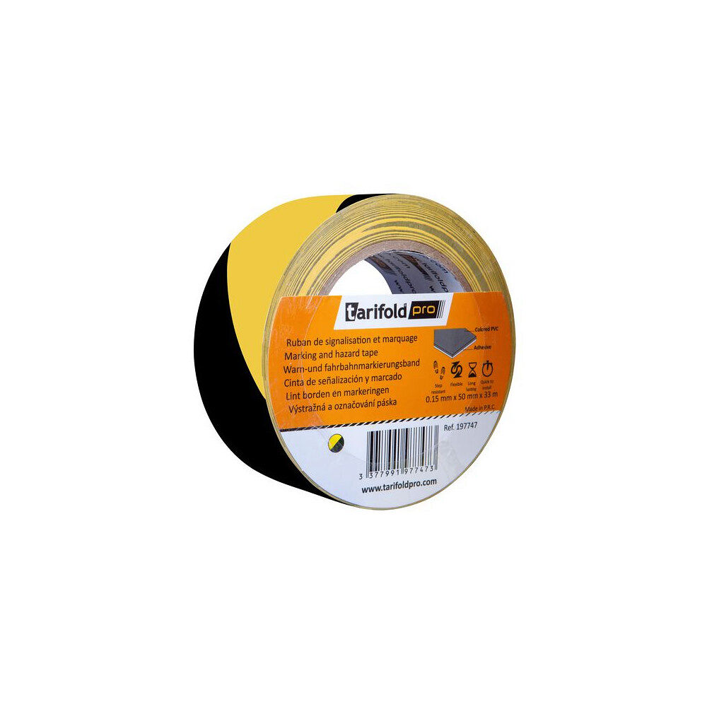 tarifold Markeringstejp 50mmx33m gul/svart