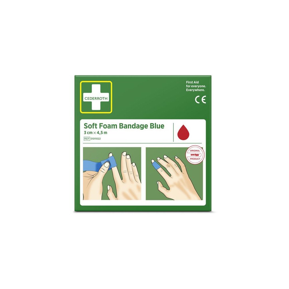 Cederroth Plåster CEDERROTH SoftFoam 3cmx4,5m blå