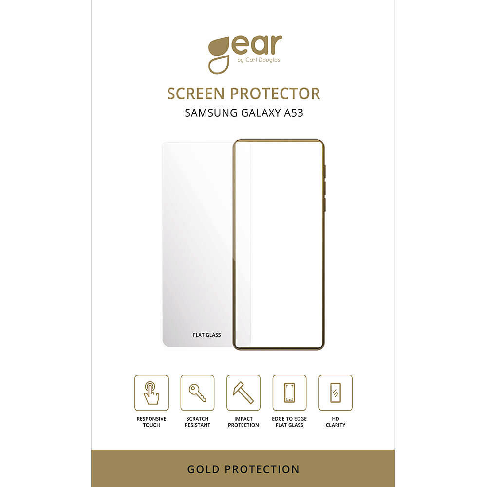 GEAR Glass Prot. Flat Case Friendly 2.5D GOLD Samsung Galaxy A53 5G