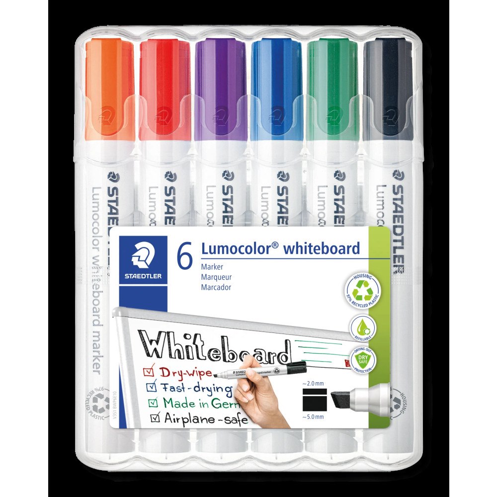STAEDTLER Staedtler 351 B WP6, 6 styck, Svart, Blå, Grön, Orange, Röd,...
