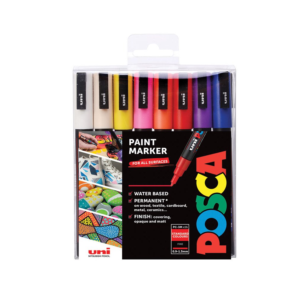 POSCA POSCA PC-3M, Multifärg, Multifärg, 16 färger, Rund, 16 styck