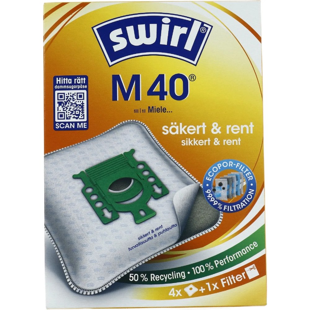 Swirl Swirl M 40 Dammsugarpåsar för Miele & Hoover